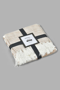 Redtag-Beige-Stripes-Throw-With-Tassel-Throws-Home-Bedroom-