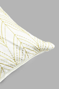 Redtag-Ivory/Gold-Embroided-Cushion-Cushions-Home-Bedroom-