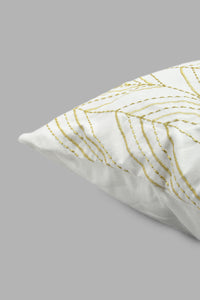 Redtag-Ivory/Gold-Embroided-Cushion-Cushions-Home-Bedroom-