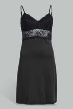 Load image into Gallery viewer, Redtag-Black-Plain-Padded-Lace-Chemise-Chemises-Women&#39;s-
