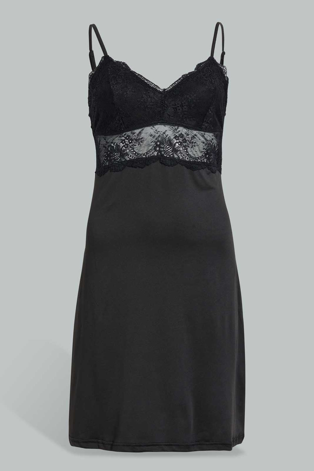 Redtag-Black-Plain-Padded-Lace-Chemise-Chemises-Women's-
