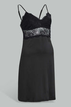 Load image into Gallery viewer, Redtag-Black-Plain-Padded-Lace-Chemise-Chemises-Women&#39;s-
