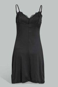 Redtag-Black-Plain-Padded-Lace-Chemise-Chemises-Women's-