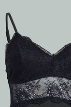 Load image into Gallery viewer, Redtag-Black-Plain-Padded-Lace-Chemise-Chemises-Women&#39;s-
