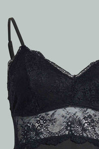 Redtag-Black-Plain-Padded-Lace-Chemise-Chemises-Women's-