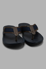 Load image into Gallery viewer, Redtag-Navy-Colour-Block-Toe-Post-Sandal-Toe-Posts-Men&#39;s-
