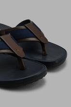 Load image into Gallery viewer, Redtag-Navy-Colour-Block-Toe-Post-Sandal-Toe-Posts-Men&#39;s-
