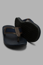 Load image into Gallery viewer, Redtag-Navy-Colour-Block-Toe-Post-Sandal-Toe-Posts-Men&#39;s-
