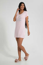 Load image into Gallery viewer, Redtag-Pale-Pink-Printed-Nightshirt-Nightshirts-Women&#39;s-
