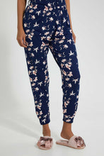Load image into Gallery viewer, Redtag-Navy-Floral-Printed-Pyjama-Set-Pyjama-Sets-Women&#39;s-
