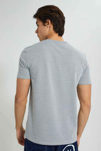 Load image into Gallery viewer, Redtag-Grey-Textured-T-Shirt-Graphic-Prints-Men&#39;s-
