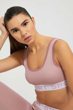 Load image into Gallery viewer, Redtag-Pink-Ribbed-Bra-With-Placement-Print-Active-Tees-Women&#39;s-
