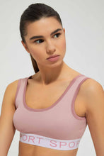 Load image into Gallery viewer, Redtag-Pink-Ribbed-Bra-With-Placement-Print-Active-Tees-Women&#39;s-
