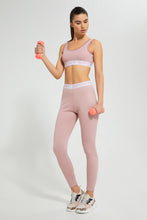 تنزيل الصورة على معرض الصور، Redtag-Pink-Ribbed-Active-Pant-With-Placement-Print-Joggers-Women&#39;s-
