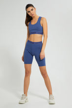 تنزيل الصورة على معرض الصور، Redtag-Blue-Active-Shorts-With-Placement-Print-Active-Shorts-Women&#39;s-
