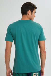 Redtag-Teal-Henley-T-Shirt-Graphic-Prints-Men's-