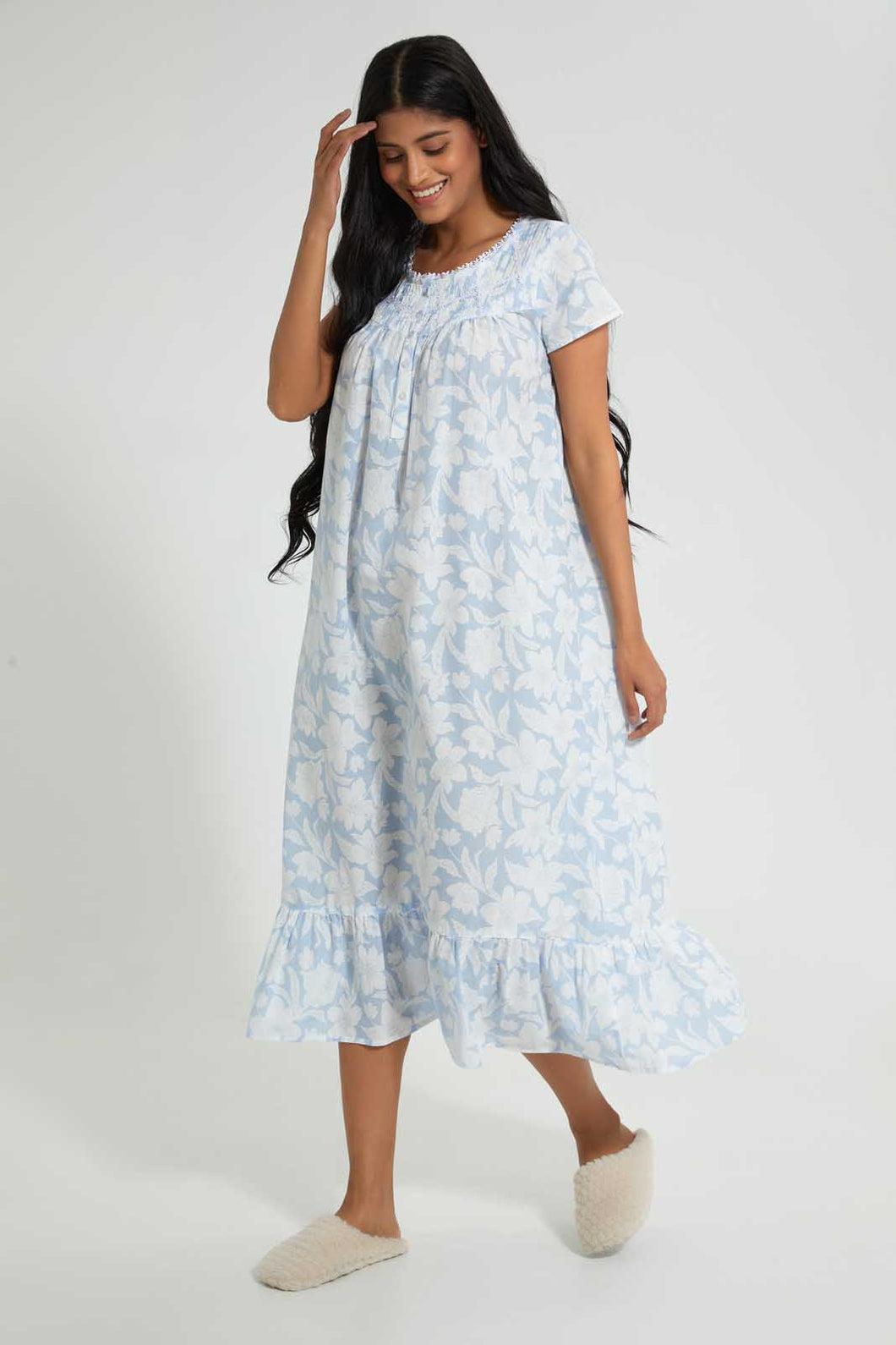 Redtag-Pale-Blue-Floral-Printed-Nightgown-Nightgowns-Women's-