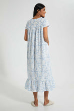 Load image into Gallery viewer, Redtag-Pale-Blue-Floral-Printed-Nightgown-Nightgowns-Women&#39;s-
