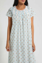 Load image into Gallery viewer, Redtag-Ivory-Floral/Stripe-Printed-Nightgown-Nightgowns-Women&#39;s-
