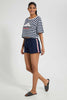 Redtag-White/Blue-Short-Sleeve-Yarn-Dyed-With-Terry-Short-Cami-Sets-Women's-