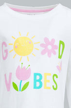 Load image into Gallery viewer, Redtag-White-Printed-T-Shirt-With-Printed-Pyjama-Set-Pyjama-Sets-Infant-Girls-3 to 24 Months
