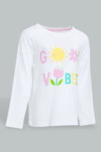 Load image into Gallery viewer, Redtag-White-Printed-T-Shirt-With-Printed-Pyjama-Set-Pyjama-Sets-Infant-Girls-3 to 24 Months
