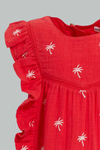 تنزيل الصورة على معرض الصور، Redtag-Red-Embroideredroidered-Top-With-Side-Frills-Blouses-Infant-Girls-3 to 24 Months

