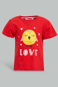 Redtag-Baby-Pink-Chick-Print-Pyjama-Set-Pyjama-Sets-Infant-Girls-3 to 24 Months