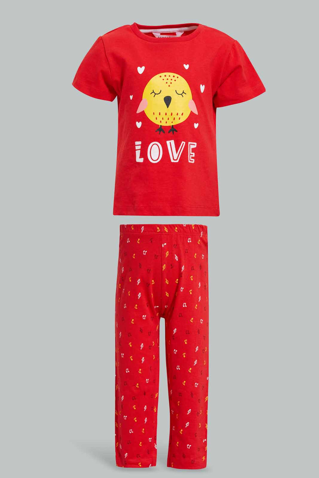 Redtag-Baby-Pink-Chick-Print-Pyjama-Set-Pyjama-Sets-Infant-Girls-3 to 24 Months