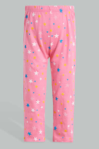 Redtag-Fuchsia-Rainbow-Print-Pyjama-Set-Pyjama-Sets-Infant-Girls-3 to 24 Months