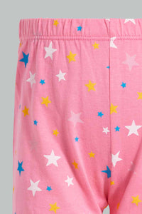 Redtag-Fuchsia-Rainbow-Print-Pyjama-Set-Pyjama-Sets-Infant-Girls-3 to 24 Months