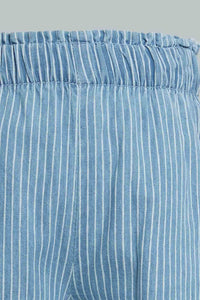 Redtag-Blue-Light-Weight-Striped-Pull-On-Culottes-Jean-Jeans-High-Rise-Infant-Girls-3 to 24 Months