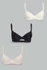 Redtag-Black/Beige/White-Plain-Plunge-Bra-(3-Pack)-Plunge-Bras-Women's-