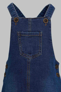 Redtag-White-Aop-Top-With-Denim-Dungree-Sets-Infant-Girls-3 to 24 Months