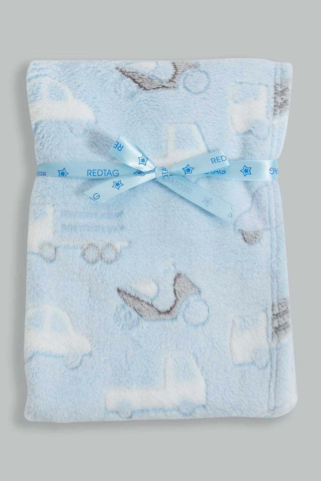 Redtag-Blue-Jacquard-Blanket-Baby-Blankets-Baby-0 to 12 Months