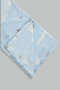 Redtag-Blue-Jacquard-Blanket-Baby-Blankets-Baby-0 to 12 Months