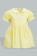 Load image into Gallery viewer, Redtag-Yellow-Peterpan-Collar-Embroidery-Dress-Dresses-Baby-0 to 12 Months
