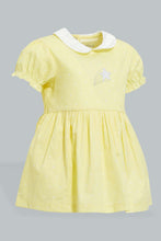 Load image into Gallery viewer, Redtag-Yellow-Peterpan-Collar-Embroidery-Dress-Dresses-Baby-0 to 12 Months
