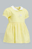 Redtag-Yellow-Peterpan-Collar-Embroidery-Dress-Dresses-Baby-0 to 12 Months