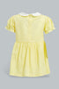 Redtag-Yellow-Peterpan-Collar-Embroidery-Dress-Dresses-Baby-0 to 12 Months