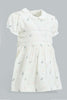 Redtag-White-Peterpan-Collar-Bunnt-Dress-Dresses-Baby-0 to 12 Months