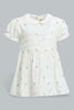 Redtag-White-Peterpan-Collar-Bunnt-Dress-Dresses-Baby-0 to 12 Months