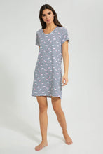 Load image into Gallery viewer, Redtag-White/Navy-Stripe-Printed-Nightshirt-Colour:White,-Filter:Women&#39;s-Clothing,-New-In,-New-In-Women,-Non-Sale,-S22A,-Section:Women,-Women-Nightshirts-Women&#39;s-
