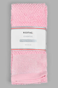 Redtag-Pink-Hand-Towel-Set-(3-Piece)-Colour:Pink,-Filter:Home-Bathroom,-HMW-BAC-Hand-Towels,-New-In,-New-In-HMW-BAC,-Non-Sale,-S22A,-Section:Homewares-Home-Bathroom-