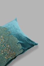 Load image into Gallery viewer, Redtag-Teal-Beaded-Cushion-With-Taasles-Cushions-Home-Bedroom-
