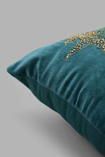 Load image into Gallery viewer, Redtag-Teal-Beaded-Cushion-With-Taasles-Cushions-Home-Bedroom-
