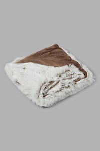 Redtag-Beige-Long-Pile-Fur-Throw-0,-Colour:Beige,-Filter:Home-Bedroom,-HMW-BED-Throws,-New-In,-New-In-HMW-BED,-Non-Sale,-S22B,-Section:Homewares-Home-Bedroom-