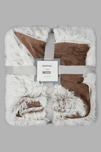 Redtag-Beige-Long-Pile-Fur-Throw-0,-Colour:Beige,-Filter:Home-Bedroom,-HMW-BED-Throws,-New-In,-New-In-HMW-BED,-Non-Sale,-S22B,-Section:Homewares-Home-Bedroom-