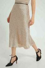 Load image into Gallery viewer, Redtag-Beige-Printed-Satin-Skirt-Skirts-Women&#39;s-
