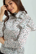 تنزيل الصورة على معرض الصور، Redtag-Ivory-Heart-Print-Blouse-Blouses-Women&#39;s-
